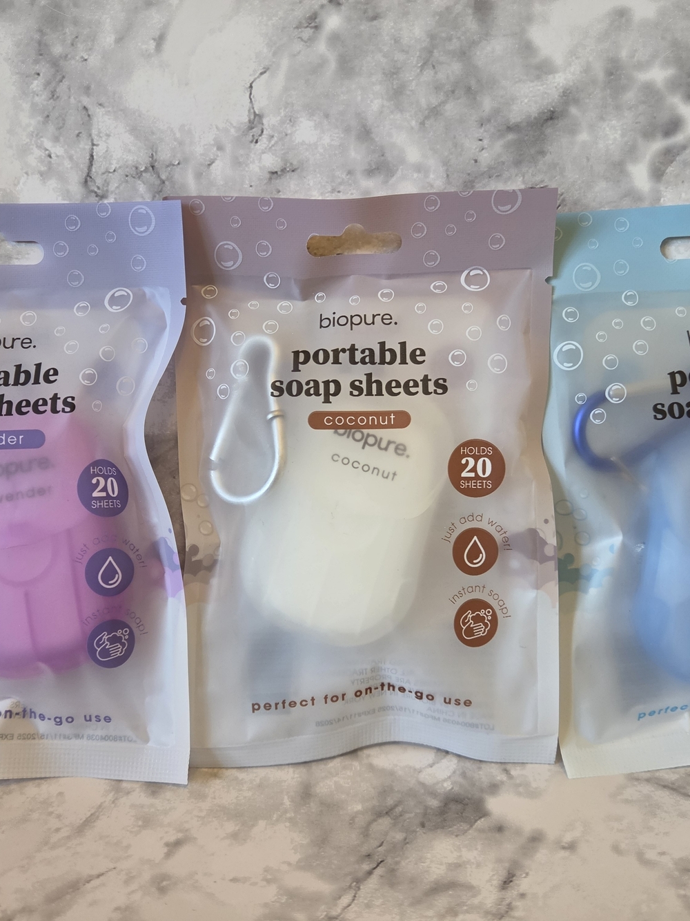 Portable Soap Sheets - Lavender, Coconut & Fresh - 3 Piece Set - 20 Sheets